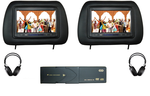 Dual Head Rest Screen Monitor With 6 Disc DVD Changer - Click Image to Close